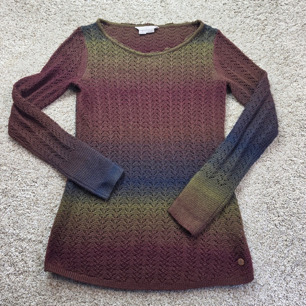 Royal Robbins Sutter Sweater Womens Small Ombre Pointelle Knit Earthy Gorpcore